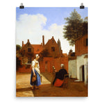 Courtyard in Delft at Evening: a Woman Spinning