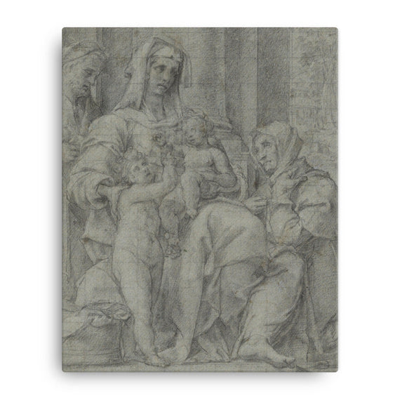 Holy Family with Saint John the Baptist Adored by an Unidentified Figure